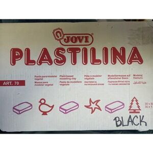 Jovi Plastilina Black Modelling Clay Plant-Based Non-Drying 30 Bars Art 70 50g